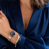 Rose Gold Seahorse Navy Blue Dial Mesh Band By SARA MILLER image