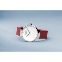 40mm Max Rene Collection Mens Watch With White Dial Red Silicone Strap & Silver Case By BERING image