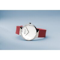 40mm Max Rene Collection Mens Watch With White Dial, Red Silicone Strap & Silver Case By BERING image
