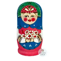Woodburn Russian Dolls- Blue Scaft Floral 11cm (Set Of 5) image