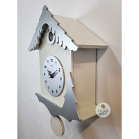 34cm Silver & White Modern Battery Chalet Cuckoo Clock By AMS image