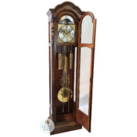 205cm Rustic Oak Grandfather Clock With Westminster Chime & Moon Dial image