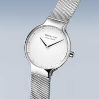 Max Rene Collection White & Silver Ladies Watch With Milanese Band By BERING image