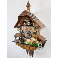 Wood Chopper & Water Wheel Mechanical Chalet Cuckoo Clock With Bell Tower 35cm By ENGSTLER image