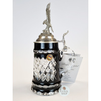 Lord Of Crystal Black Glass Beer Stein With Flying Eagle Pewter Lid 0.5L By KING image
