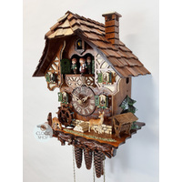 Deer & Water Wheel 1 Day Mechanical Chalet Cuckoo Clock 49cm By SCHNEIDER image