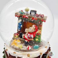 14.5cm Musical Snow Globe With Santa & Fireplace (Santa Claus Is Coming To Town) image