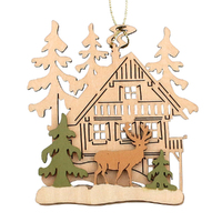 10cm Wooden 3D Laser Hanging Decoration- Assorted Designs image