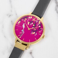 Gold Orchard with Peacock Dial Leather Band By SARA MILLER image