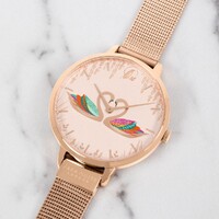 Rose Gold Swan Dial Mesh Band By SARA MILLER image