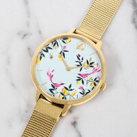 Gold Orchard Dial Mesh Band By SARA MILLER image