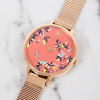 Gold Orchard Pink Dial Mesh Band By SARA MILLER image