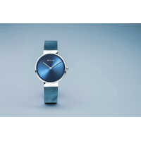 31mm Classic Collection Womens Watch With Ice Blue Dial & Milanese Strap & Silver Case By BERING image