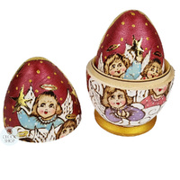 Woodburn Egg Russian Dolls- Red Angels 15cm (Set Of 5) image