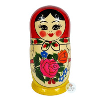 Semenov Russian Dolls- Red Scarf & Yellow Dress 16cm (Set Of 5) image