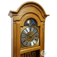 195cm Oak Grandfather Clock With Westminster Chime & Brass Accents By HERMLE image