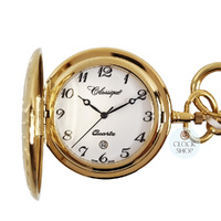 41mm Gold Unisex Pocket Watch With Aztec Etch By CLASSIQUE (Arabic) image