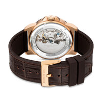 Rose Gold Skeleton Automatic Watch With Brown Leather Band  By KENNETH COLE image