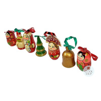 Russian Dolls Hanging Decoration- Green & Orange 6cm (Set of 7) image