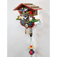 Swiss House Mechanical Chalet Clock With Seesaw & Swinging Girl Doll 13cm By TRENKLE image