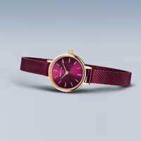 22mm Classic Collection Womens Watch With Purple Dial, Purple Milanese Strap & Rose Gold Case By BERING image