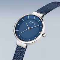 31mm Solar Collection Womens Watch With Blue Dial & Milanese Strap & Silver Case By BERING image