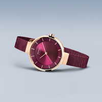 31mm Solar Collection Womens Watch With Purple Dial & Milanese Strap & Rose Gold Case By BERING image