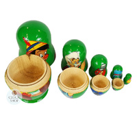 Pinocchio Russian Dolls- Green 11cm (Set Of 5) image