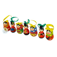 Russian Dolls Hanging Decoration- Yellow & Green 6cm (Set of 7) image