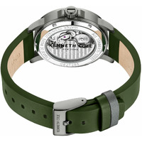 Grey Automatic Skeleton Watch with Olive Leather Band By KENNETH COLE image