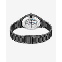 Black Automatic Skeleton Watch with Black Metal Band By KENNETH COLE image