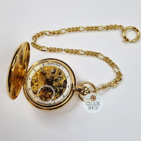 49mm Gold Unisex Mechanical Skeleton Swiss Pocket Watch By CLASSIQUE (Arabic) image