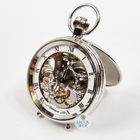 49mm Stainless Steel Mechanical Skeleton Desk Pocket Watch By CLASSIQUE (Roman) image