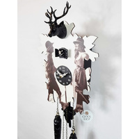 5 Leaf & Deer Battery Printed Cuckoo Clock With Black Forest Couple Print 20cm By TRENKLE image