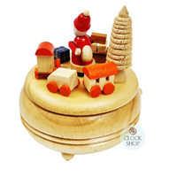 14cm Santa & Train Wooden Music Box (Santa Claus Is Coming To Town) image