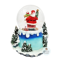 20cm Musical Snow Globe With LED & Santa Holding Teddy (8 Christmas Tunes) image