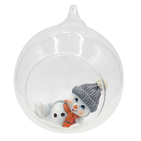 8.5cm Snowman In Glass Bauble Hanging Decoration- Assorted Designs image