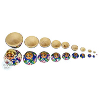Floral Russian Dolls- Blue with Ladybird Mini 5cm (Set Of 10) image