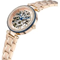 35mm Rose Gold Automatic Womens Watch With Skeleton Dial & Blue Bezel By KENNETH COLE image