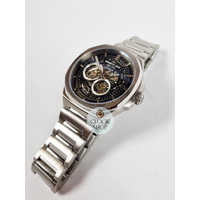 Silver Skeleton Automatic Watch With Black Dial and Stainless Steel Bracelet  By KENNETH COLE image