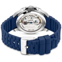 Silver Skeleton Automatic Watch With Blue Silicone Band  By KENNETH COLE image