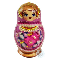 Pink and Purple Pearl Russian Dolls 11cm (Set Of 5) image