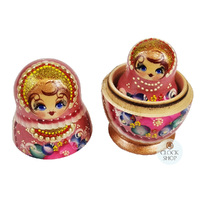 Pink and Gold Pearl Russian Dolls 11cm (Set Of 5) image