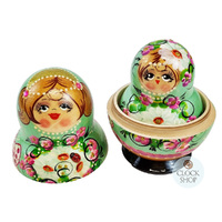 Floral Russian Dolls- Green With Ladybug 15cm (Set Of 10) image