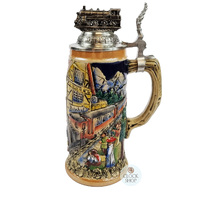 Train Station Stein With Pewter Train Lid 0.5L By Thewalt 1893 image