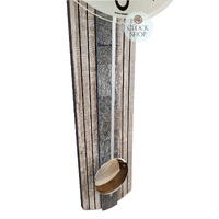 62cm Grey Pendulum Wall Clock With Natural Stone Pattern & Frosted Glass Dial By AMS image