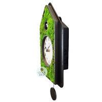 Green Moss Modern Battery Cuckoo Clock 34cm By AMS image