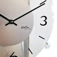 42cm Silver Wall Clock With Glass Dial By AMS image