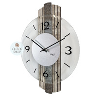38cm Grey Stone Look Wall Clock With Glass Dial By AMS image