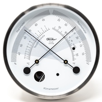 13.3cm Stainless Steel Polar Climate Meter With Thermometer & Hygrometer By FISCHER image